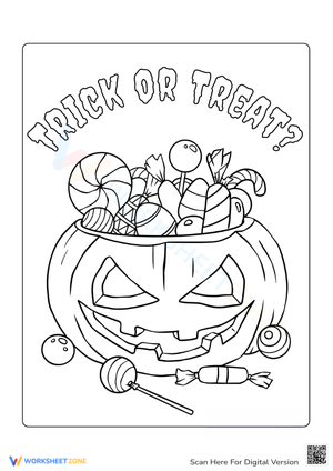 Halloween "Trick or Treat" Coloring Page