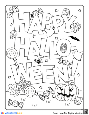 Printable Happy Halloween Coloring Page | Kindergarten