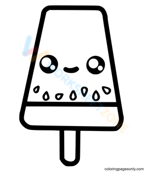 Kawaii Popsicle Coloring Page