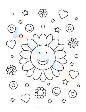 Create and Relax with this Smiley Flowers Page