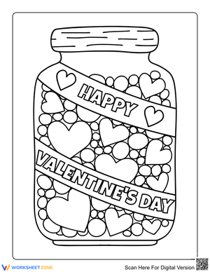 Jar of Hearts Valentine Coloring Page | Printable