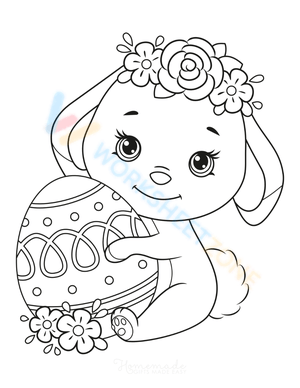 Cute bunny holding Easter egg