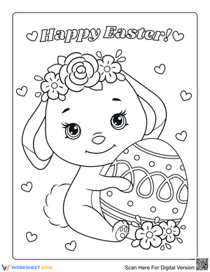 Cute bunny holding Easter egg