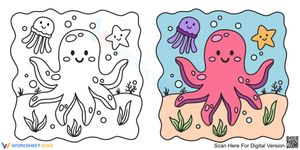Essential Cute Octopus Coloring Page | Grade K-5 Ready
