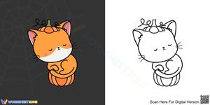 Halloween Kitten Coloring Page | Essential Kindergarten