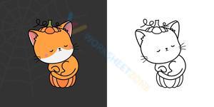 Kitten in the Halloween theme