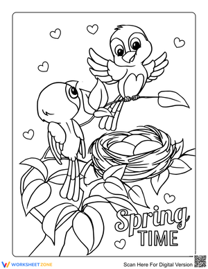 Cute birds with their nest