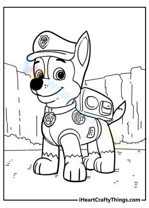Paw Patrol's Chase Coloring Page