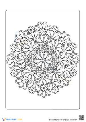 Relaxing Flower Mandala Coloring Sheet