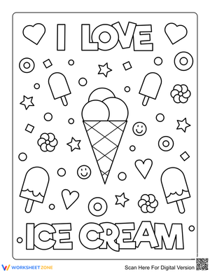 I Love Ice Cream Printable Coloring Page | Kindergarten