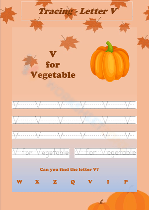 Veggie Time! Tracing Letter V
