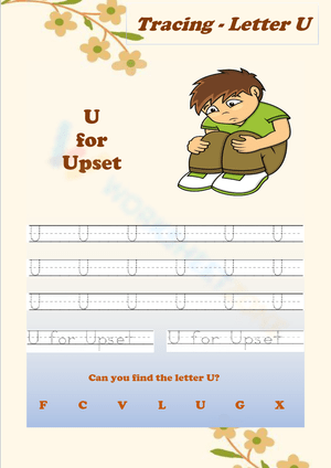 Learn to Write the Letter U Tracing Worksheet