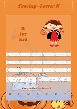 Letter K Tracing Sheet for Kids