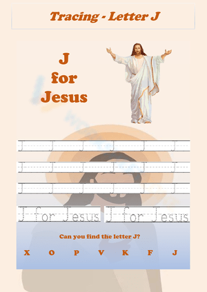 Tracing Letter J for Jesus