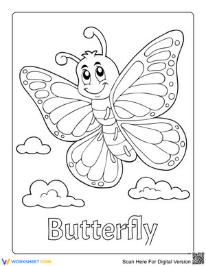 Cute Butterfly Coloring Page for Kids