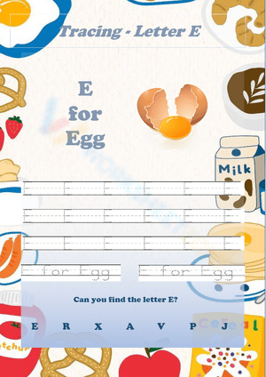 Alphabet Letter E Tracing Worksheet