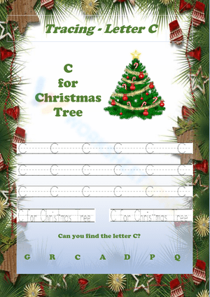C is for Christmas Tree: Holiday Worksheet
