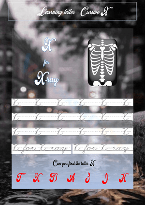 Cursive Letter X Tracing for Kids 