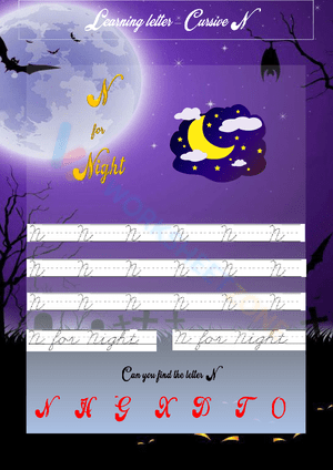 N is for Night: A Dark-Themed Worksheet