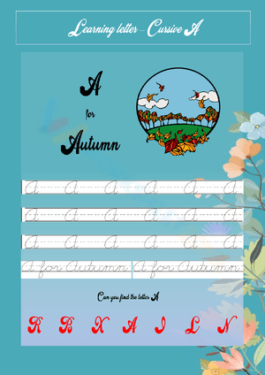 Cursive Lowercase A Tracing 