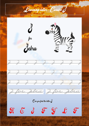 Cursive Z Tracing Worksheet for Kids 