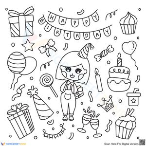 Happy Birthday Coloring Page for Girls