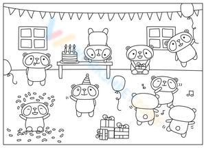 Cute pandas at a birthday party