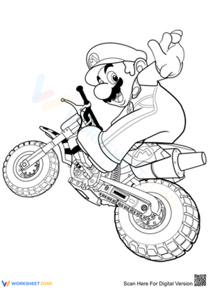 Mario rides a motorbike