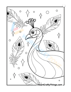 Glowing Peacock Coloring Page for Kids