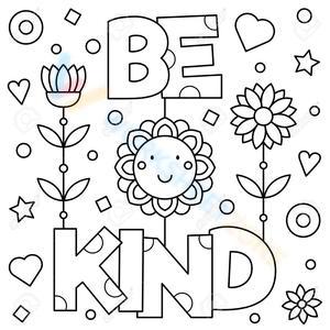 "Be Kind" Coloring Page for Kids