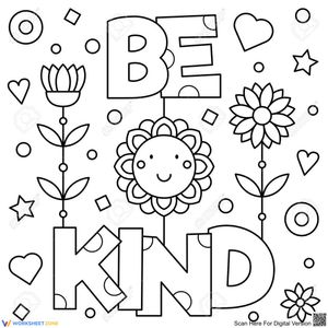 "Be Kind" Coloring Page for Kids