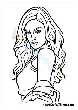 Fashion Model Portrait Coloring Page for Teens