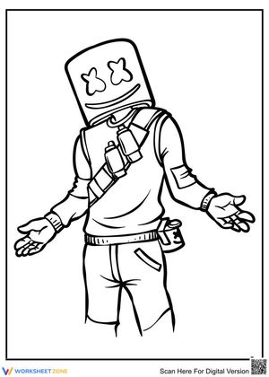 Marshmello DJ Cartoon Character Coloring Page