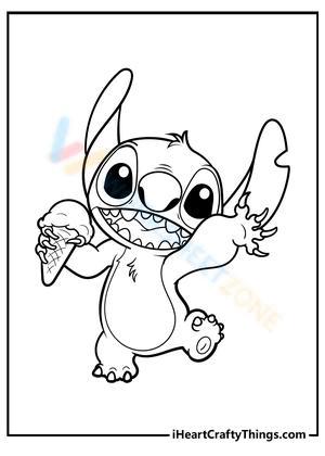 Stitch Coloring Page:  Ice Cream Treat
