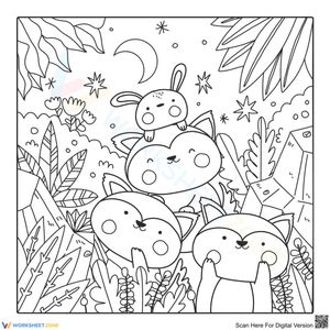 Cute fox family
