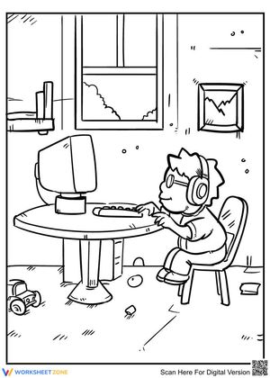 Boy Playing Computer Games: Activity Fun