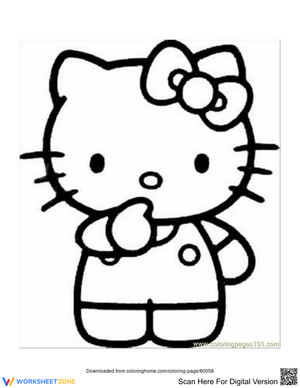 Curious Hello Kitty Coloring Page | Essential Printable
