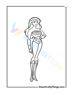 Dynamic Wonder Woman Coloring Page