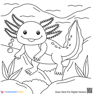 Axolotl Smiling Coloring Page | Essential Grade 1-5