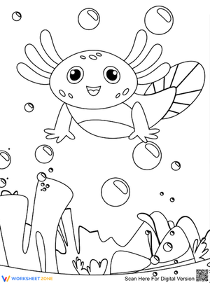 Pretty Axolotl Coloring Page | Essential Grade 1-5