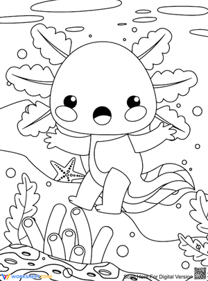Surprised Axolotl Coloring Page | Essential Grade 1-5 Ready