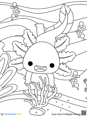 Playful Axolotl Coloring Page | Essential Grade 1-5