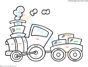 Train Coloring Page: Color by Word