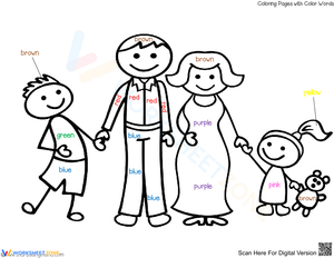 Color Word Happy Family Worksheet | Grade 1 Essential