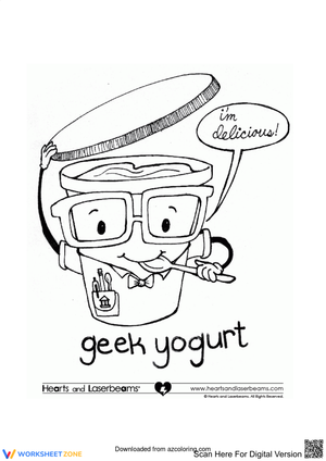 Cute Geek Yogurt Coloring Page | Essential Printable