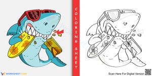 The Cool Shark: Coloring Page for Kids