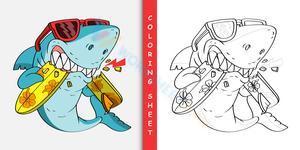 The Cool Shark: Coloring Page for Kids