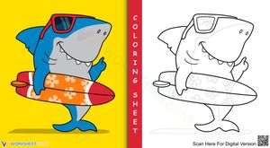 Swimming Shark Coloring Sheet