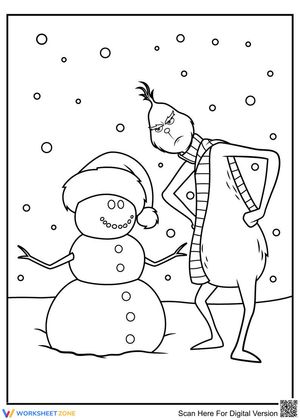 Grinch and Snowman Coloring Sheet