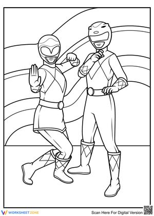 Pink and Yellow Ranger Coloring Sheet